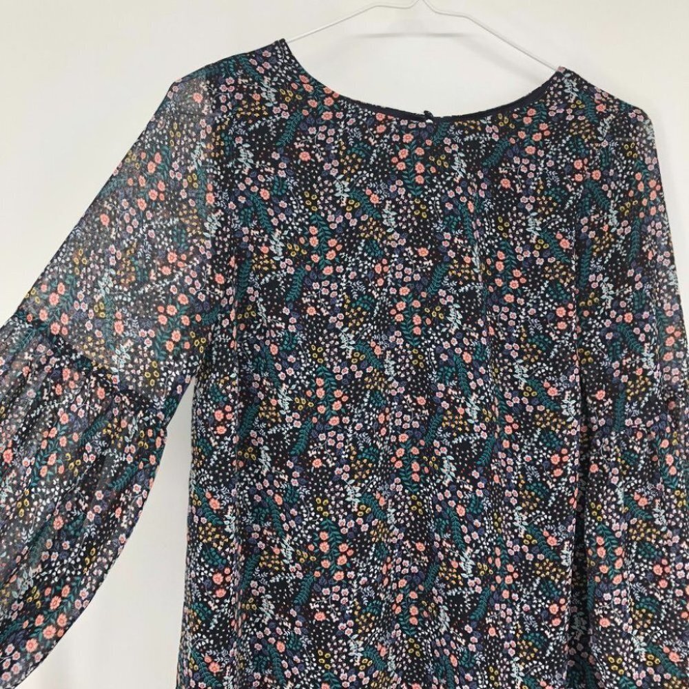 H&M Sheer balloon sleeve lined floral blouse - Picture 3 of 11